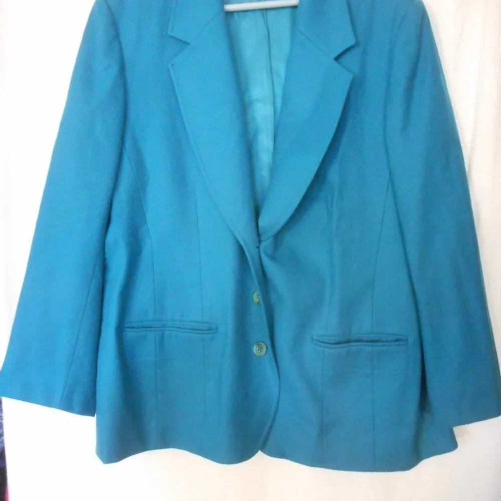 Vintage Pendleton Womens Size 16 Teal wool Blazer - Picture 2 of 8
